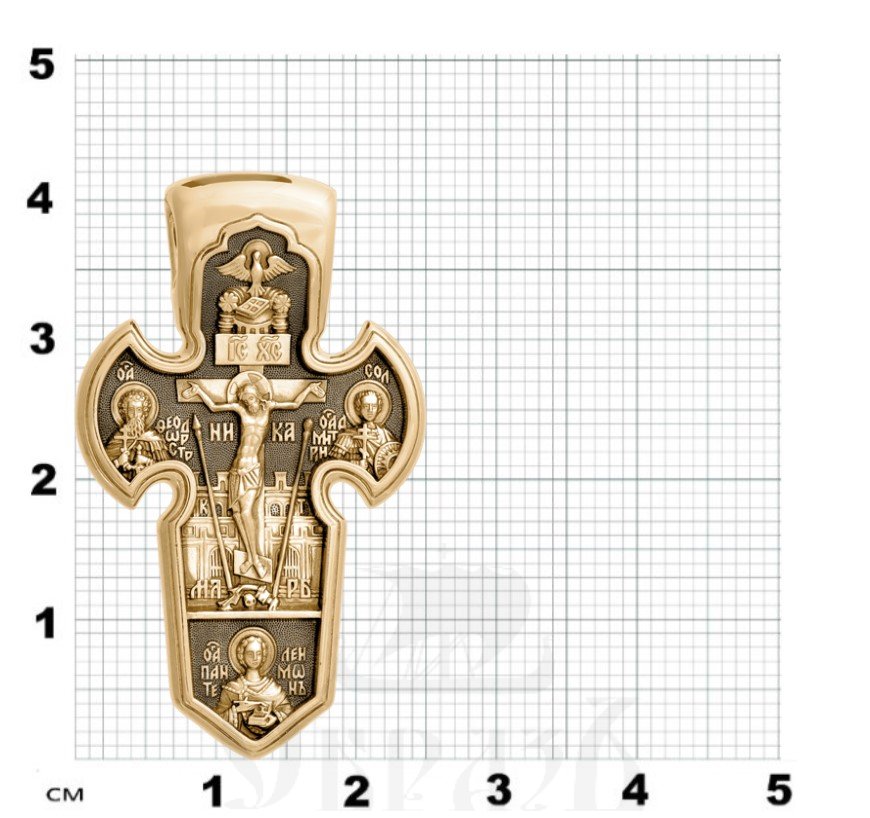 крест «распятие. архангел михаил», золото 585 проба желтое (арт. 201.004)