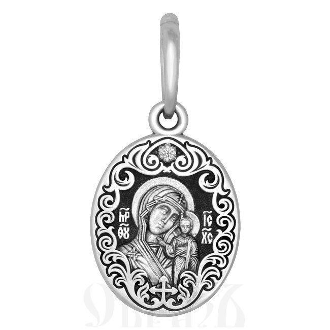 образок «казанская икона божией матери», серебро 925 проба с фианитом (арт. 102.495)